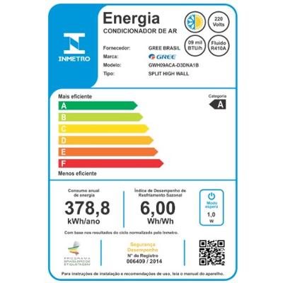 Ar Condicionado Split Hi Wall Inverter Gree G-Diamond Top Connection 9.000 Btus Quente e Frio 220v