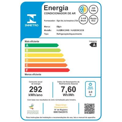 Ar Condicionado Split Hi Wall Eco II Connect Inverter Elgin 9.000 Btus Quente e Frio 220v
