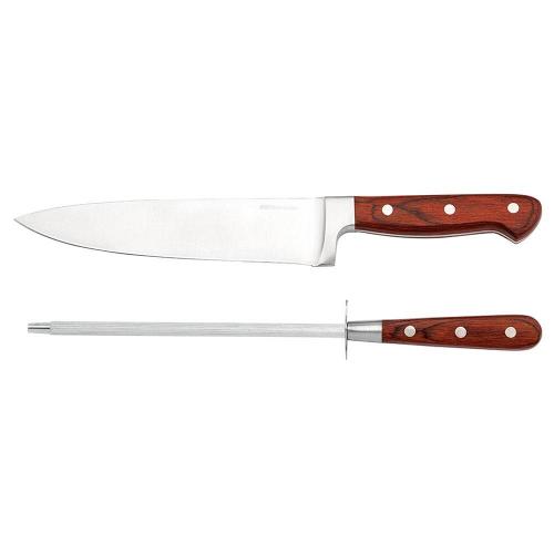 Conjunto de Faca Fracalanza Hanzo Wood em Aço Inox - 2 Peças