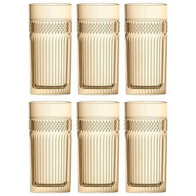 Conjunto de Copos Alto L`Hermitage Palace em Vidro Âmbar Luster 360ml - 6 Peças