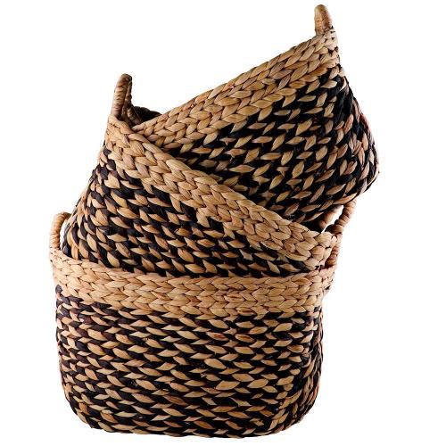 Conjunto de Cestas em Fibra Natural L`Hermitage Retangulares com Alças – 3 Peças
