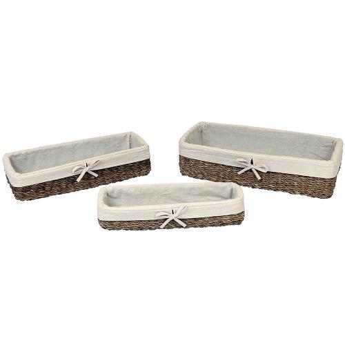 Conjunto de Cestas em Fibra Natural L`Hermitage Retangulares – 3 Peças
