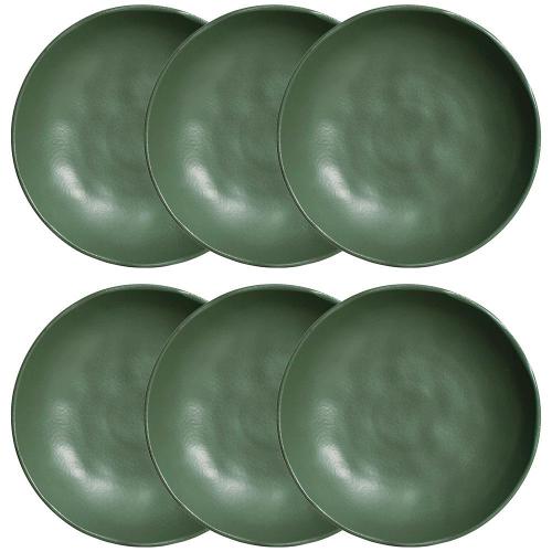 Conjunto com 6 Pratos Fundos Porto Brasil Bio Leaf em Stoneware 22,5 cm – Verde