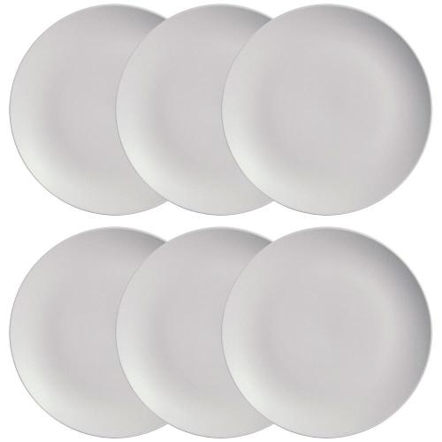 Conjunto com 6 Pratos Rasos Porto Brasil Coup Vit em Stoneware 26 cm – Cinza