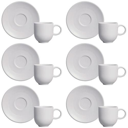 Conjunto com 6 Xícaras e Pires para Café Porto Brasil Coup Vit em Stoneware Cinza - 97 ml