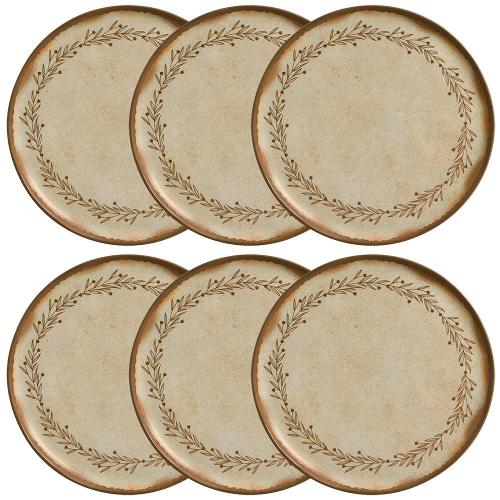 Conjunto com 6 Pratos Rasos Porto Brasil Bio Nativa em Stoneware 27,5 cm – Cinza