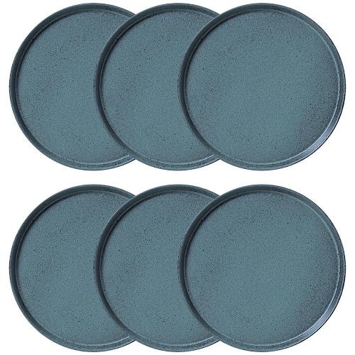 Conjunto com 6 Pratos Rasos Porto Brasil Neo Night Sky em Stoneware 27 cm – Azul