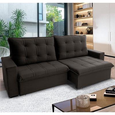 Sofá 3 Lugares Hellen Azure Retrátil/Reclinável, Revestido em Tecido Veludo e 300 cm de Largura
