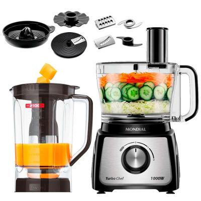 Multiprocessador de Alimentos Mondial Turbo Chef 9 em 1 MPN-01-BF com 2 Velocidades + Pulsar – 1000 W