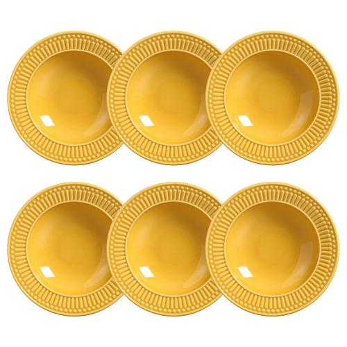 Conjunto de Pratos Fundos Porto Brasil Roma Mostarda - 6 Peças