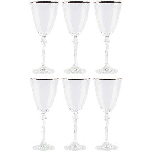 Conjunto de Taças para Água Bohemia Silver Rim 350ml - 6 Peças