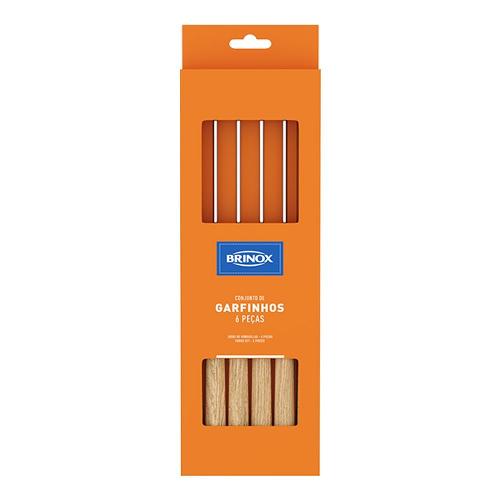 Conjunto de Garfos para Fondue/Petisco Brinox Beli Madeira - 6 Peças
