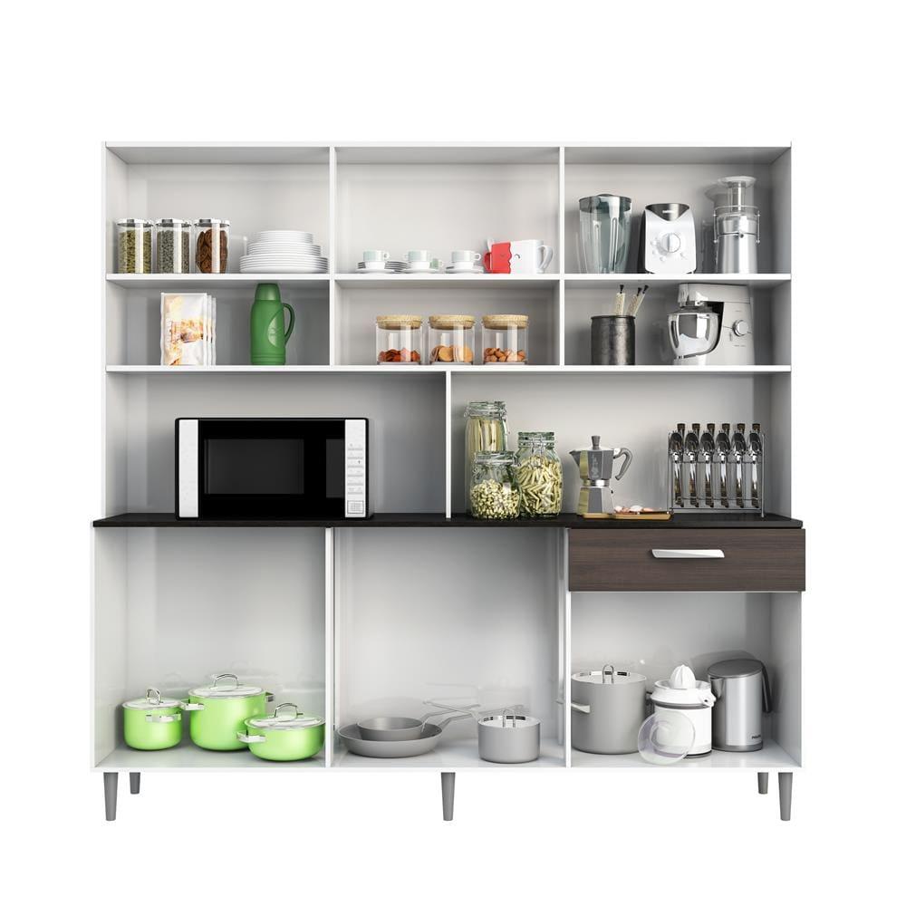 Cozinha Compacta Poliman Móveis Clara com 12 Portas e 1 Gaveta - 180cm de largura - 1