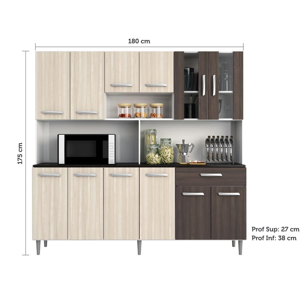 Cozinha Compacta Poliman Móveis Clara com 12 Portas e 1 Gaveta - 180cm de largura - 5