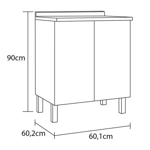 Balcão Bartira Línea com 1 Porta e 1 Prateleira - 60cm de largura - 2