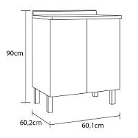 Balcão Bartira Línea com 1 Porta e 1 Prateleira - 60cm de largura - 2