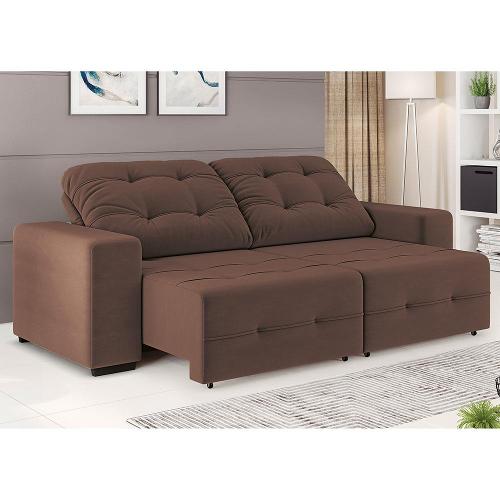 Sofá 4 Lugares Linoforte Bonno Retrátil e Reclinável Revestido em Tecido Suede - 230cm de Largura