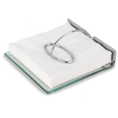 Porta-guardanapo Forma Slim 2719/E em Inox e Vidro - 19 cm