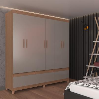 Guarda-Roupa Bartira Ilhéus com Cabideiro, 6 Portas de Bater, 3 Gavetas e 180cm de Largura