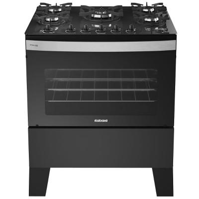 Fogão Itatiaia 5 Bocas Itaglass Plus com Mesa de Vidro e Acendimento Automático - Preto