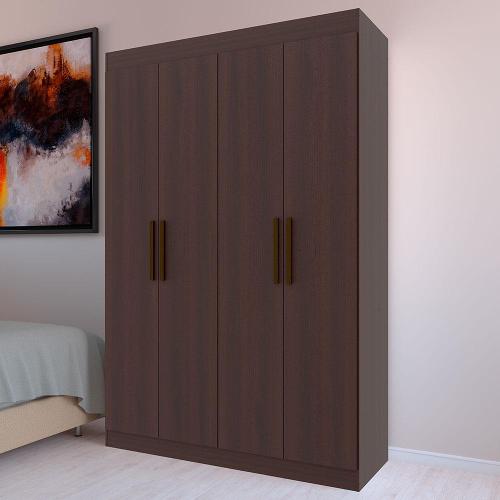 Guarda-Roupa Bartira Ville com 4 Portas, 2 Gavetas e 2 Prateleiras - 134cm de largura