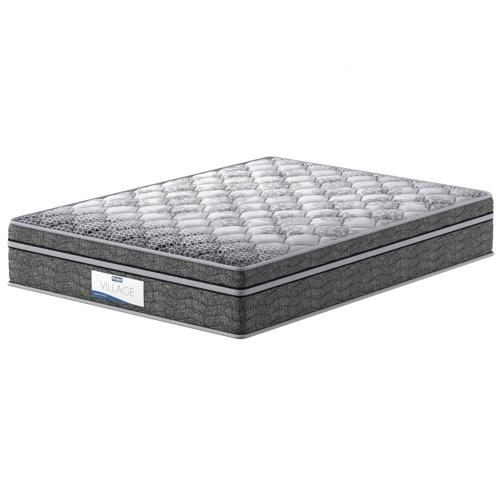 Colchão de Casal Probel Village D28 com Molas Ensacadas e Pillow Euro 30x138x188cm - Branco/Preto