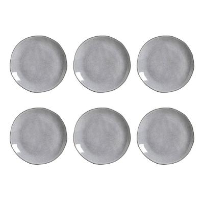 Conjunto de Pratos Rasos Porto Brasil Orgânico Concreto com 6 Peças - Cinza