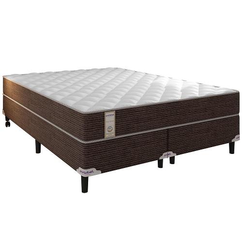 Cama Box Queen Size Portobel Roma com Molas Ensacadas 60x158x198cm - Branco/Marrom