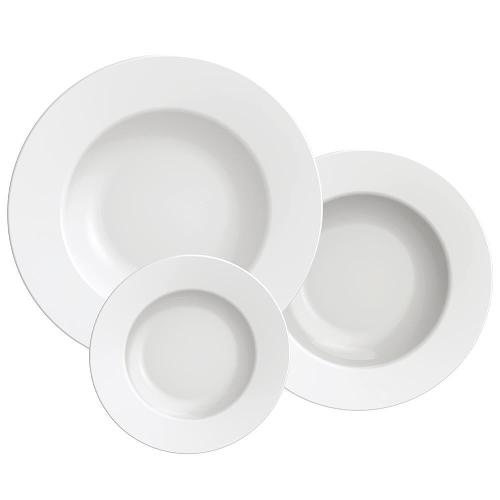 Conjunto com 12 Pratos Tramontina Maria Augusta em Porcelana - Branco