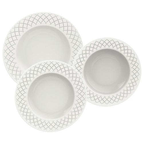 Conjunto com 12 Pratos Tramontina Ingrid em Porcelana - Branco
