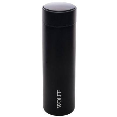 Garrafa Térmica Wolff com Termômetro Led Preta - 500ml