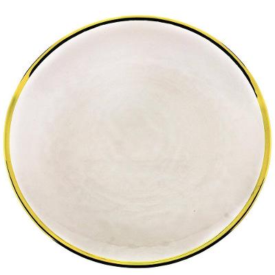 Prato para Sobremesa Wolff Agate em Cristal 21 cm - Dourado/Transparente