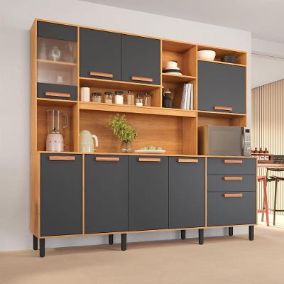 Cozinha Compacta Itatiaia Nápoles com 8 Portas, 3 Gavetas e 9 Prateleiras - 220cm de largura