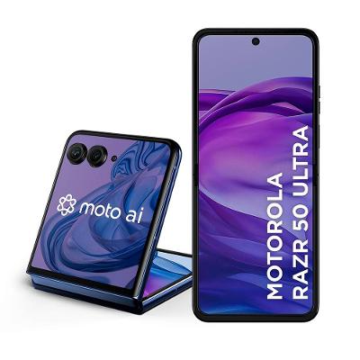 Smartphone Motorola Razr 50 Ultra Navy Blue 512GB, 12GB RAM + 12GB RAM Boost, Tela Dobrável 6,9" pOLED e Externa 4", Moto AI Câmera e IPX8