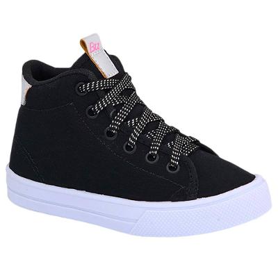 Tênis Infantil Blitzzin Menina com Cadarço - Preto/Prata