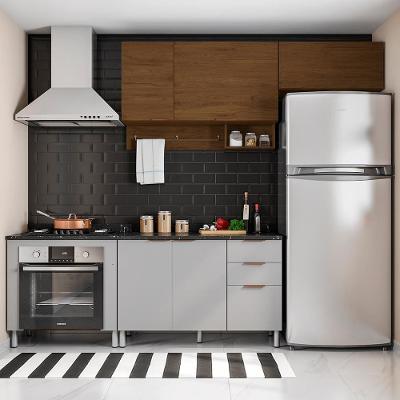 Cozinha Compacta Bartira Rubi com 5 Portas, 3 Gavetas e 3 Prateleiras - 202,2cm de largura