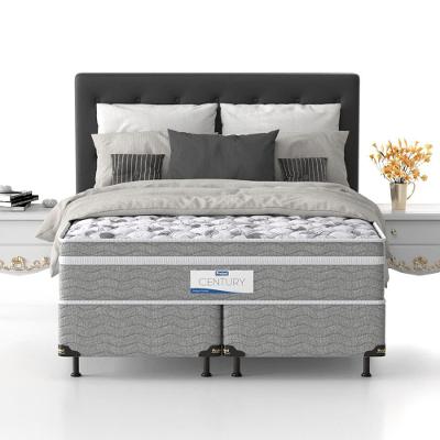 Cama Box Queen Size Probel Century D28 com Molas Ensacadas e Pillow Euro 70x158x198cm - Branco/Cinza