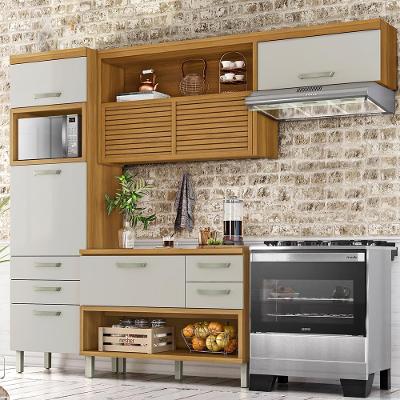 Cozinha Compacta Nesher Princesa com 5 Portas 5 Gavetas e 11 Prateleiras - 264cm de largura