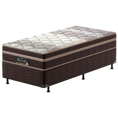 Cama Box Solteiro Probel Nevada com Euro Pillow e Molas Ensacadas 64x88x188 cm - Bege/Marrom