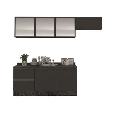 Cozinha Completa Bartira Linea 6 Portas, 3 Gavetas e Portas de Vidro - 260cm de largura