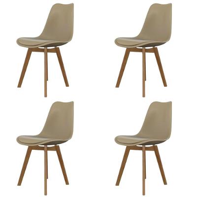 Conjunto com 4 Cadeiras de Jantar SeatCo Saarinen PP Wood com Assento Estofado
