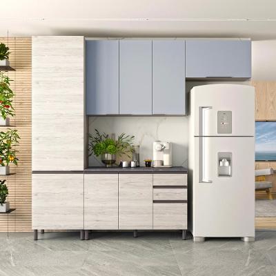 Cozinha Compacta Bartira Cristal com 8 Portas, 3 Gavetas e 9 Prateleiras - 260cm de Largura