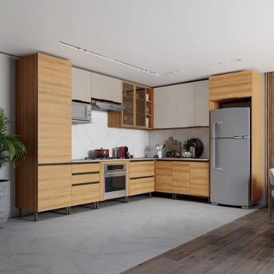Cozinha Bartira Cristal com 13 Portas, 5 Gavetas, 13 Prateleiras e Nicho para Forno e Micro-ondas - 762,8cm de Largura