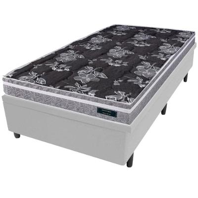 Colchão de Solteiro Globalflex Versalitis D33 + Base Box MGA Lift Cotton com Baú e Pistão à Gás 58x88x188cm - Cinza/Branco/Preto Floral