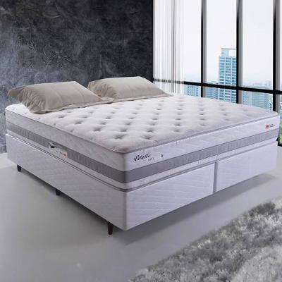 Cama King Size Herval Vitalle com Revestimento em Tecido Poliéster, Laterais com Bordado Matelassê e Colchão com Molas Maxpring 31x193x203cm – Cinza