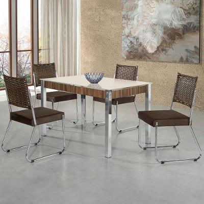 Mesa de Jantar Aço Nobre Cláudia com Tampo Kanon e 4 Cadeiras