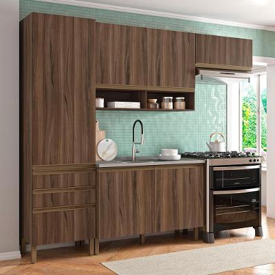 Cozinha Compacta Bartira Jaspe com 1 Pia, 6 Portas, 3 Gavetas e 6 Prateleiras - 260,4 cm de Largura
