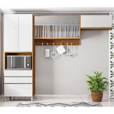 Cozinha Compacta Bartira Amazonita com 5 Portas, 3 Gavetas e 5 Prateleiras - 271cm de largura