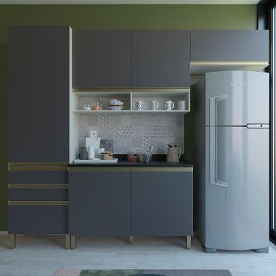 Cozinha Compacta Bartira Jaspe com 6 Portas, 3 Gavetas e 6 Prateleiras - 260,4cm de largura