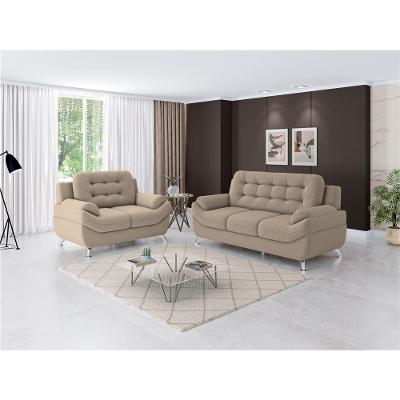 Sofá 3 e 2 Lugares Linoforte Mercury Revestido em Tecido Suede